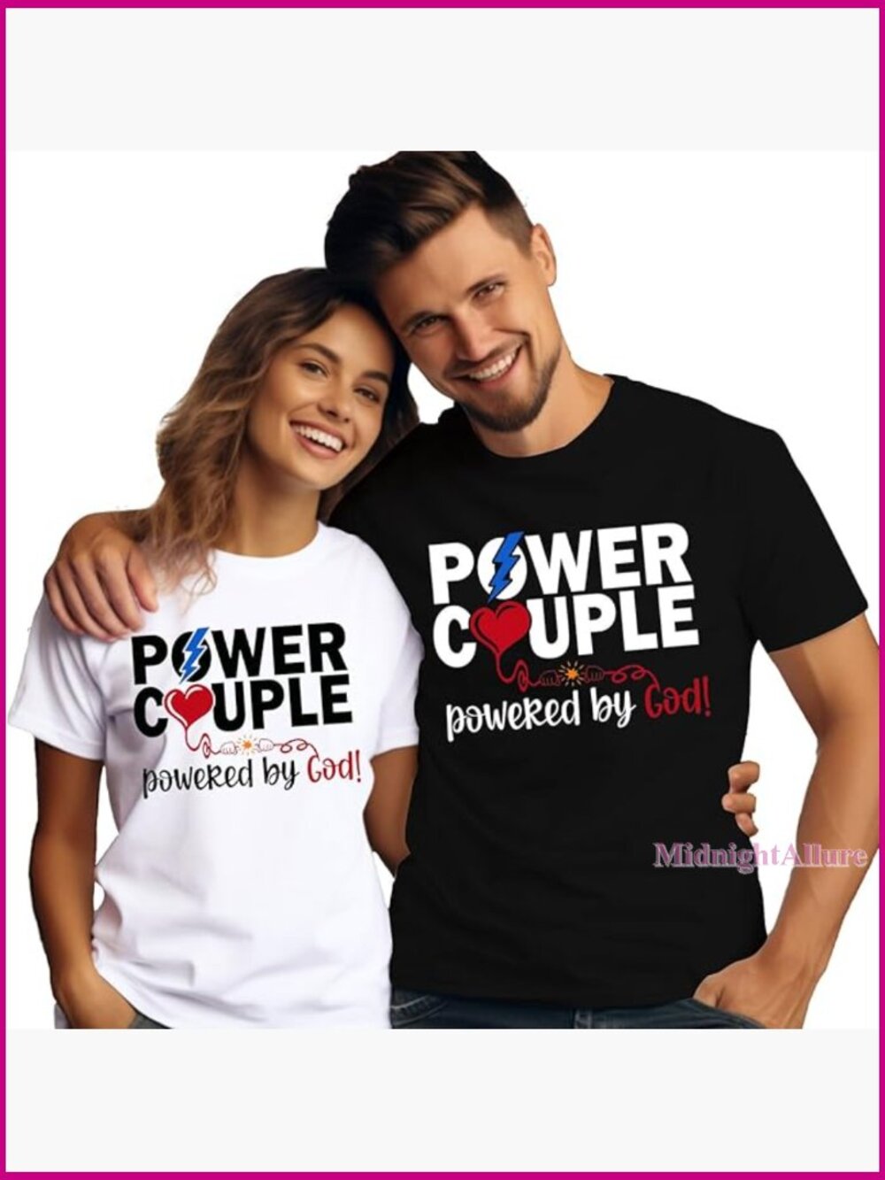 Christian Couples Matching T-Shirt Power Couple Tee Faith Gift